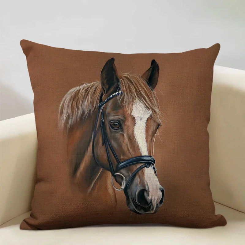 Luxury Axyaa Horse Cushion Cover 45x45cm Linen Pillow Case for Home Decor