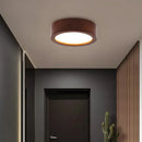 Axyaa Nordic Wooden LED Ceiling Light: Minimalist Round Macaron Design