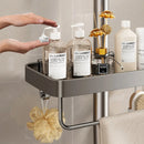 Axyaa Shower Head Holder Wall Mount Shampoo Rack with Integrated Storage Shelf