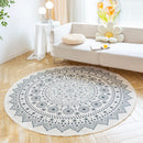Axyaa Round Boho Cotton Linen Rug with Tassel Detail