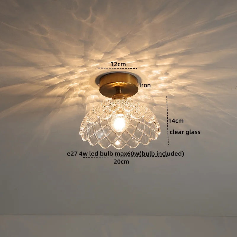 Axyaa Copper Glass LED Ceiling Light for Home Decor - Nordic Style Fixtures