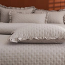 Axyaa Ruffle Pillowcase Set, Quilted Cotton Cover, White, 50*75cm