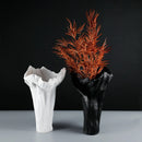 Axyaa Resin Vase Irregular Shape Black White Flowers Handicraft Ornaments