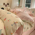 Axyaa Korean Cute Girls Polyester Bedding Set Twin Queen Full Size Quilt Cover