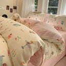 Axyaa Korean Cute Girls Polyester Bedding Set Twin Queen Full Size Quilt Cover