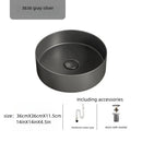 Axyaa 36cm Matte White/Dark Gray Bathroom Sink for Vanity - 14in Diameter