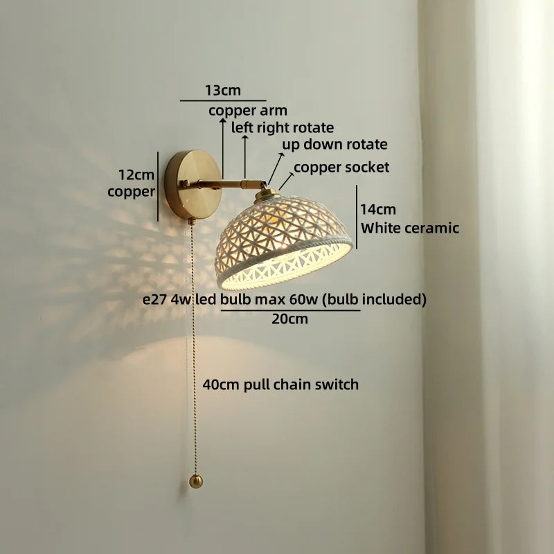 Axyaa Nordic LED Swing Arm Wall Lamp Gold Rotate Bedroom Bedside Light