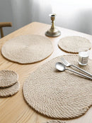 Axya Linen Woven Heat Insulation Pad Set - Household Table Mat Coaster