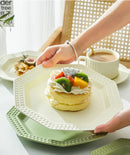 Axyaa 11-Inch Ceramic Plate Breakfast Plate Cream Wind Dessert Pastry Plate