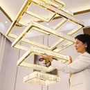 Axyaa Crystal Chandelier Stair Pendant Lamp Living Room Interior Lighting