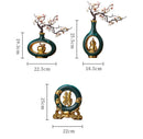 Axyaa Chinese Style Ceramic Vase with Wooden Frame: Retro Modern Home Decor Vase