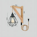 Axyaa Country Style Wood Rope Wall Lamp Retro Cafe Bedroom Light