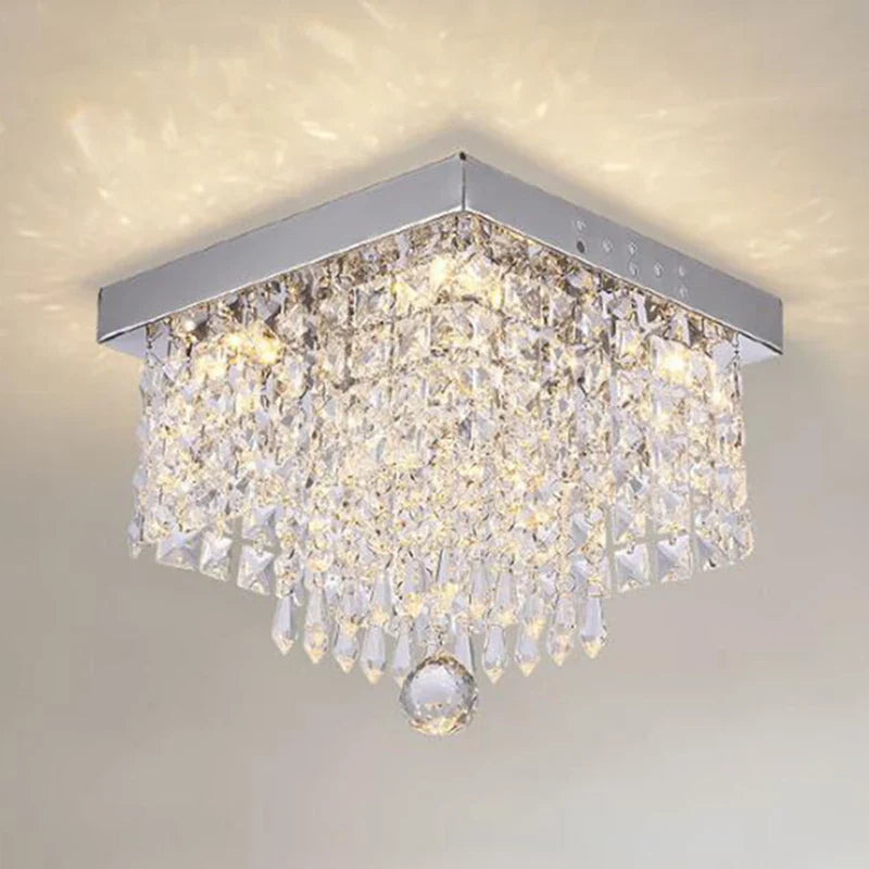 Axyaa Crystal Square Ceiling Lamp: Modern Lighting for Home Decor