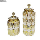 Gold Ceramic Vase with Lid by Axyaa: Floral Room Decor & Artificial Flowers Display