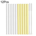 Axyaa Glass Milkshake Bubble Tea Straw Set with Cleaning Brush