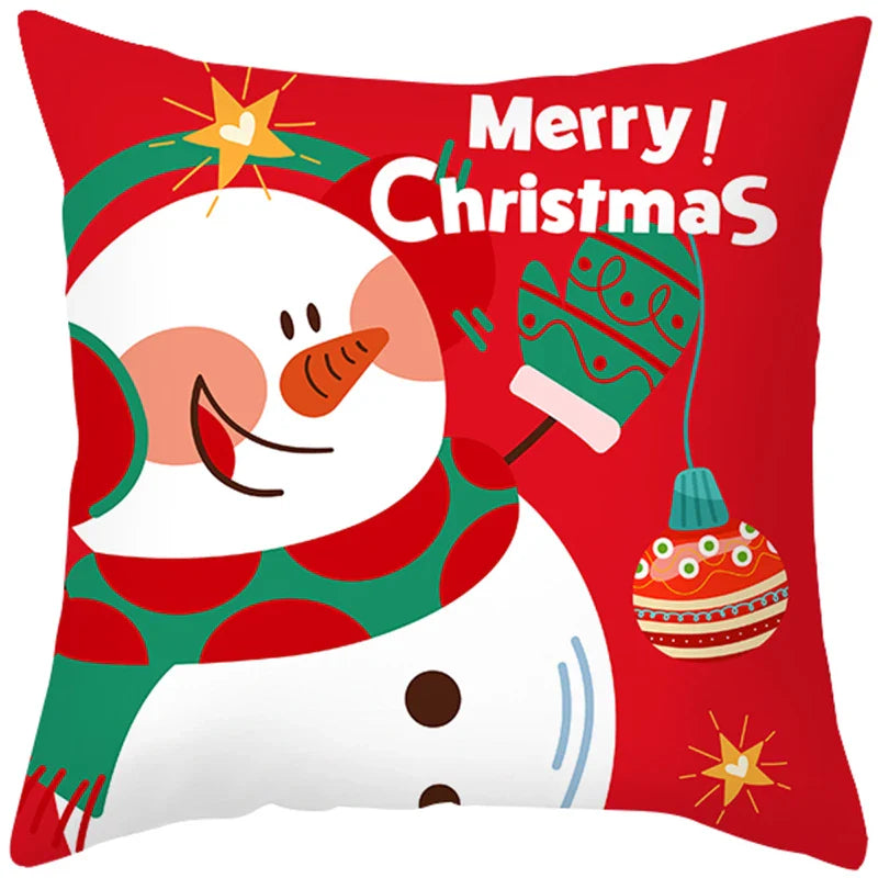 Axyaa Christmas Cushion Cover 45x45cm Snowman Santa Noel Navidad Happy New Year