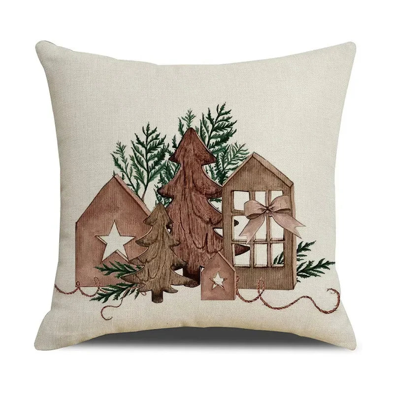 Pinecone Candlestick Linen Print Pillowcase for Home Decor by Axyaa