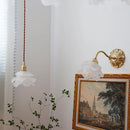 Axyaa Retro Flower Copper Hanging Lamp Crystal Glass Chandelier for Bedroom & Study
