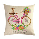 Axyaa Fashion Bicycle Pillow Case - Chic Linen Cushion Cover with Cartoon Design
