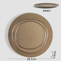 Axyaa Wood Grain Ceramic Steak Pasta Dessert Circular Plate Set