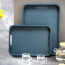 Axyaa Blue Bamboo Binaural Tea Tray – Elegant Wooden Tray for Storage and Serving
