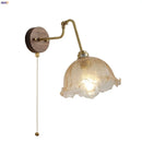 Axyaa Amber Glass LED Wall Lights Pull Chain Switch - Modern Nordic Design