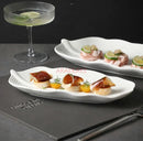 Axyaa Ceramic Banana Leaf Plate Sushi Dim Sum BBQ Hotel Tableware