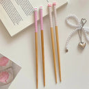 Axyaa Kawaii Bunny Wooden Chopsticks for Kids & Adults, Cute Asian Tableware