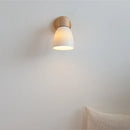 Axyaa Iron Wood LED Wall Light with Pull Chain Switch & White Glass Rotation