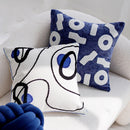 Axyaa Blue Jacquard Embroidery Throw Pillow Cover Cojines 45X45 - Decorative Living Room Cushion Covers