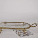 Axya Brass Tray with Vintage Glass - Desktop Decoration and Storage