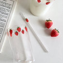 Axyaa Strawberry Glass Cup: 300ml Creative Cute Design With Straw