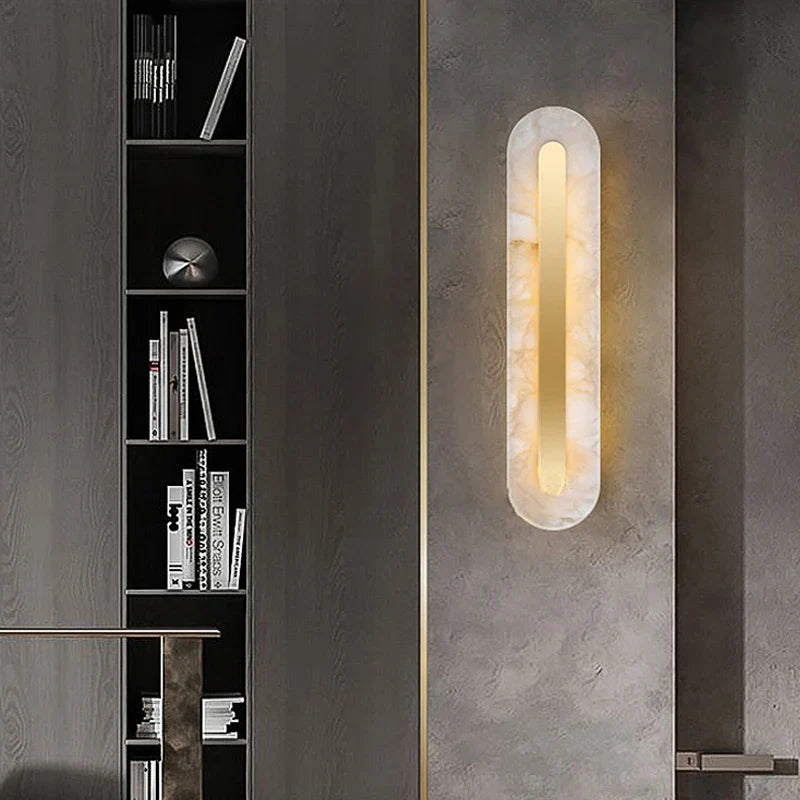 Axyaa Gold Marble LED Wall Lamp for Bedroom and Living Room