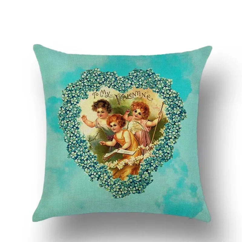 Axyaa Angel Baby Linen Cushion Cover - Home Decor, Sofa, Office, Christmas