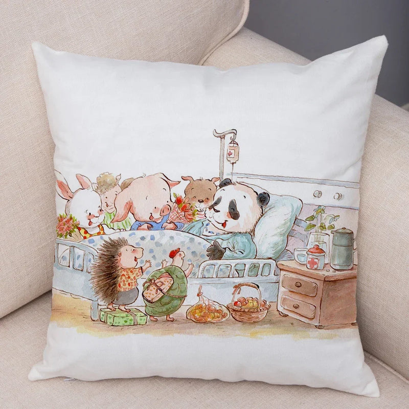Axyaa Cartoon Pig Cushion Cover 45x45cm Super Soft Short Plush Pillowcase