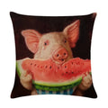 Axyaa Animal Oil Painting Pillowcase: Flax Sofa Cushion Adornment Cover