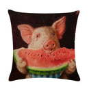 Axyaa Animal Oil Painting Pillowcase: Flax Sofa Cushion Adornment Cover
