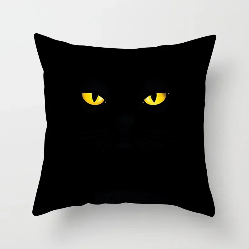 Axyaa Cartoon Black Cat Cushion Cover 45*45cm