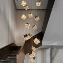 Axyaa Crystal Stair Chandelier LED Ceiling Lamp for Living Room