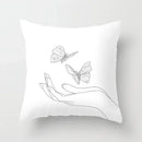 Minimalist White Pillow Cover - Axyaa Portrait Sketch Nordic Cushion