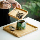 Axyaa Bamboo Tea Box Tray Knife Plate Breakfast Cake Flower Pot Holder