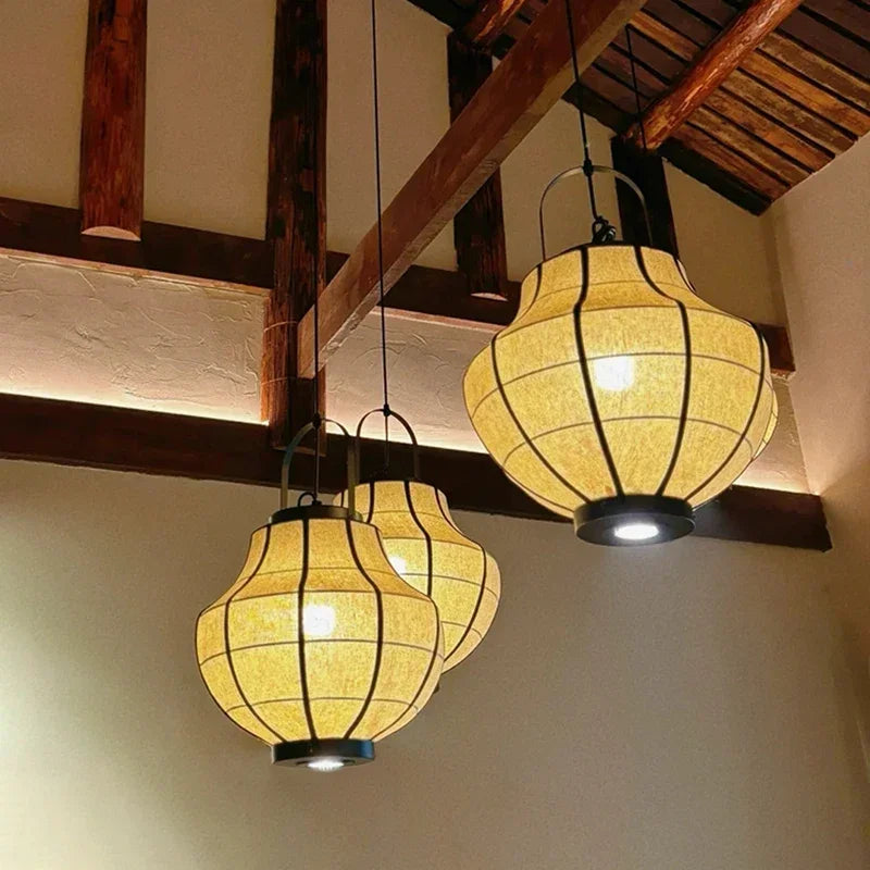 Axyaa Retro Cloth Chandeliers: Japan Fabric Pendant Lights for Home Decor