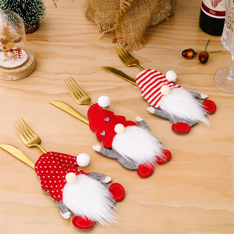 Axyaa Rudolph Christmas Cutlery Holder Set - Festive Tableware Decor