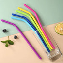 Axyaa Kids Silicone Straws - 6 Vibrant Reusable Straws for Water, Juice, Cocktails