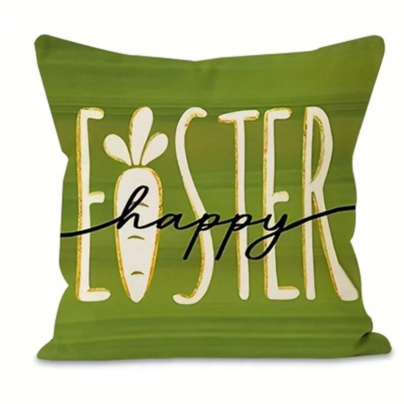 Axyaa Bunny Print Pillow Cover for Easter Home Decor