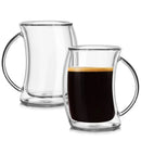Axyaa Double Wall Glass Mug Cup 200ml Transparent Handle Tilt Coffee Cup