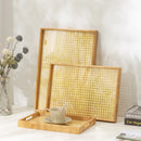 Axyaa Acrylic Bamboo Cotton Tray, Rectangular Tea Set, Portable Tea Plate