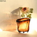 Axyaa Brown Glass Vase Hydroponics Plant Pot for Stylish Floral Arrangements