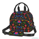 Axyaa Mexican Flowers Floral Art Lunch Bag: Insulated Thermal Cooler for Work, School, Picnic