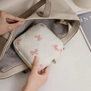 Axyaa Plaid Bow Mini Cosmetic Bag - Compact Travel Jewelry Storage Bag